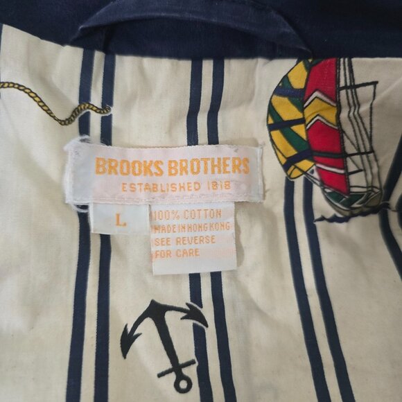 Brooks Brothers Hooded Jacket Men Large Zip Nautical Lined Pockets - Picture 13 of 13